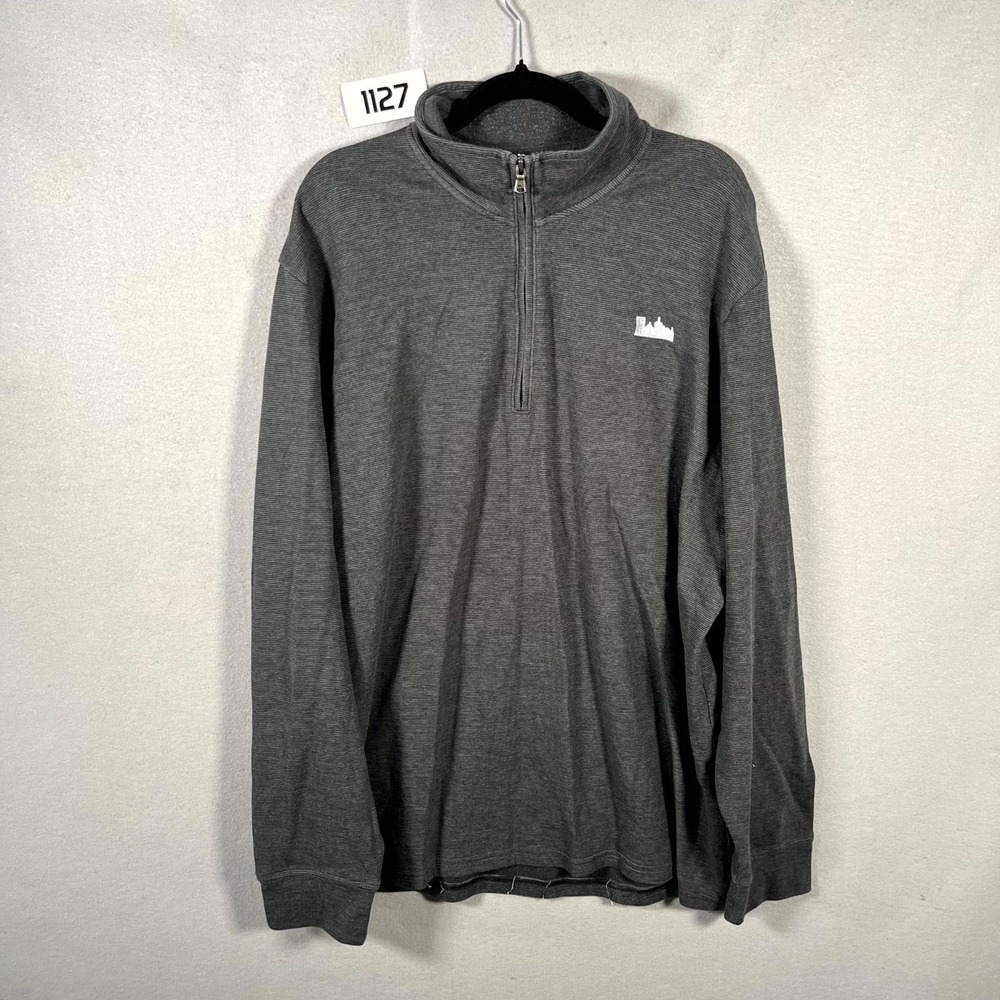 Vineyard Vines Shirt Mens 2XL Gray Quarter Zip Cotton Mock Neck Long Sleeve